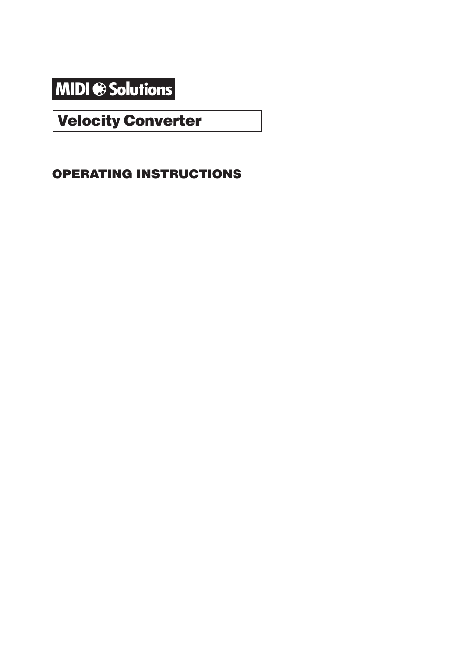 MIDI Solutions Velocity Converter User Manual | 14 pages