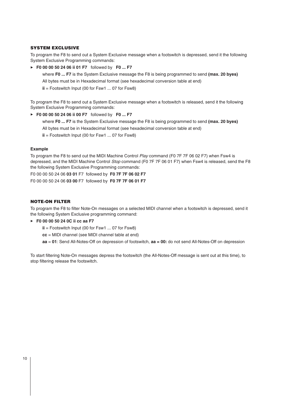MIDI Solutions F8 8-input MIDI Footswitch Controller User Manual | Page 10 / 15