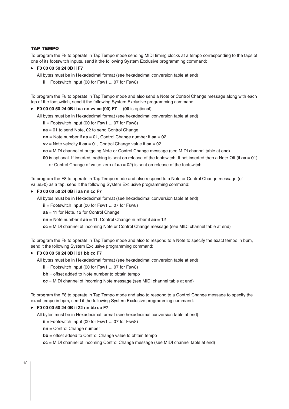 MIDI Solutions F8 8-input MIDI Footswitch Controller User Manual | Page 12 / 15