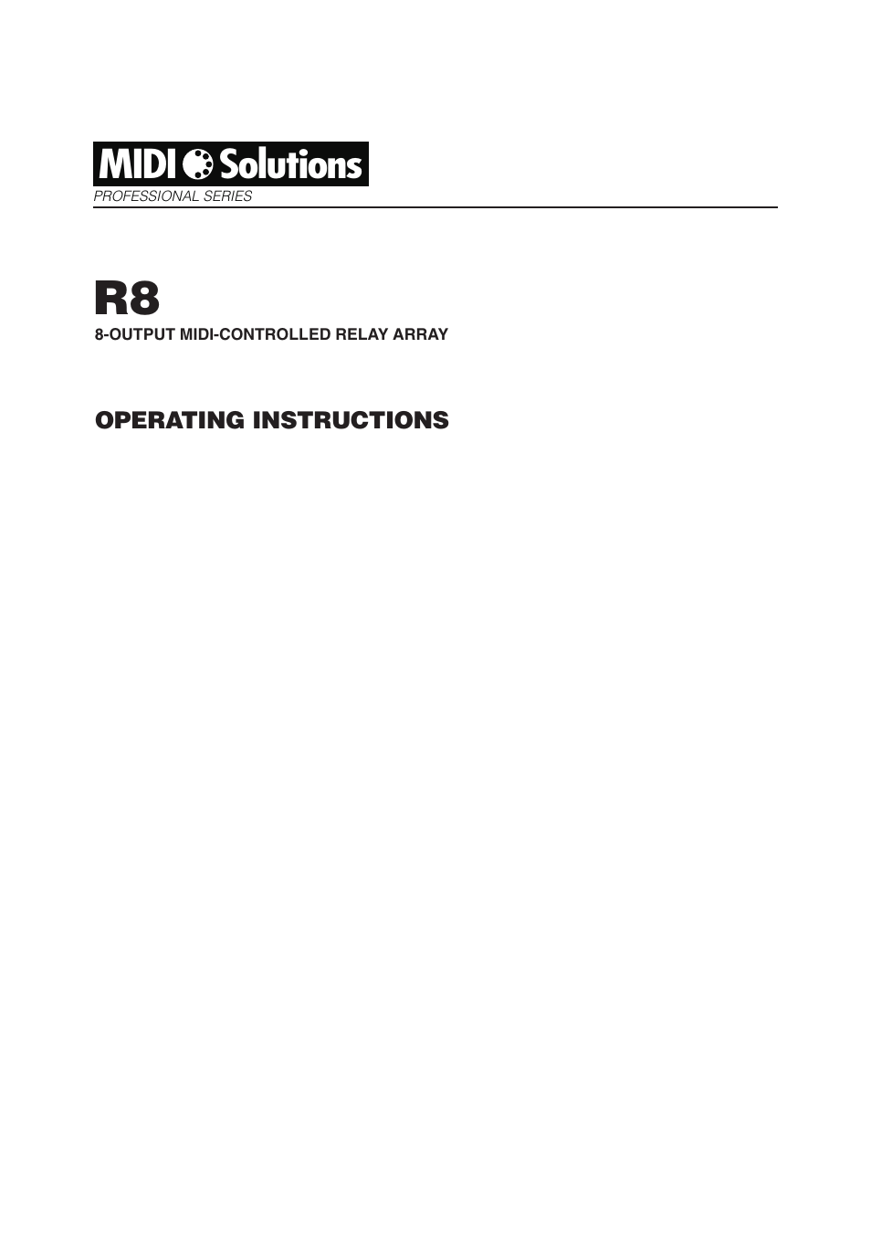 MIDI Solutions R8 8-output MIDI-controlled Relay Array User Manual | 10 pages