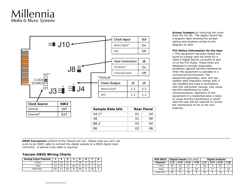 Millennia, Media & music, Systems | Clock source | Millennia AD-D96 Series 5 User Manual | Page 2 / 2