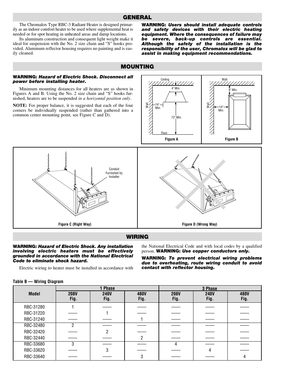 General, Wiring, Mounting | Chromalox PG416-4 User Manual | Page 2 / 4