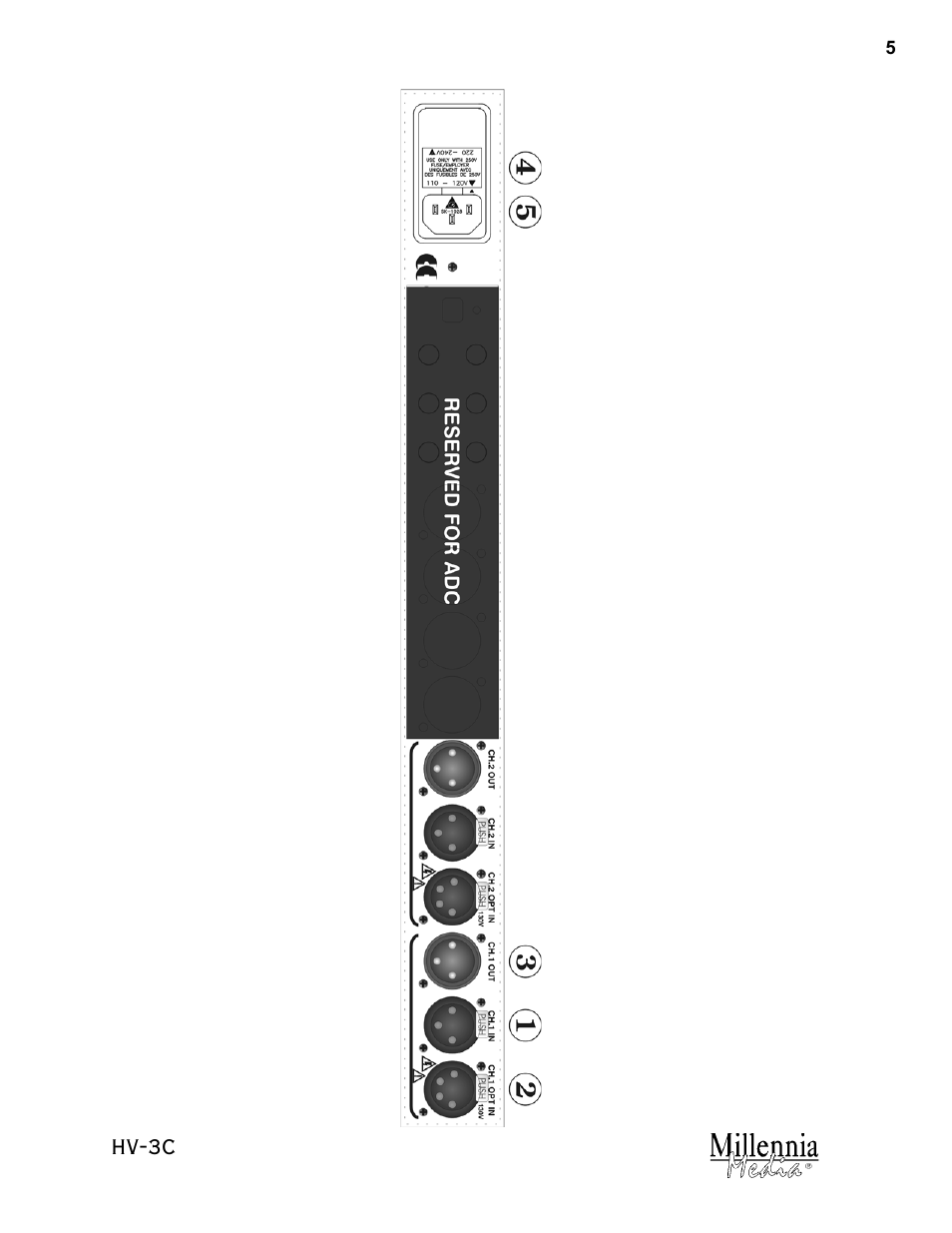 Hv-3c | Millennia HV-3C Stereo Microphone Preamplifier User Manual | Page 5 / 12