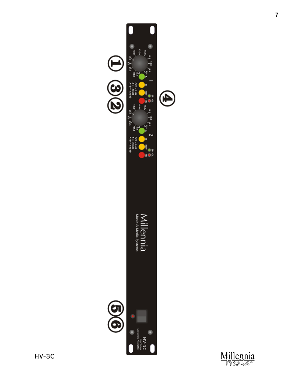 Hv-3c | Millennia HV-3C Stereo Microphone Preamplifier User Manual | Page 7 / 12