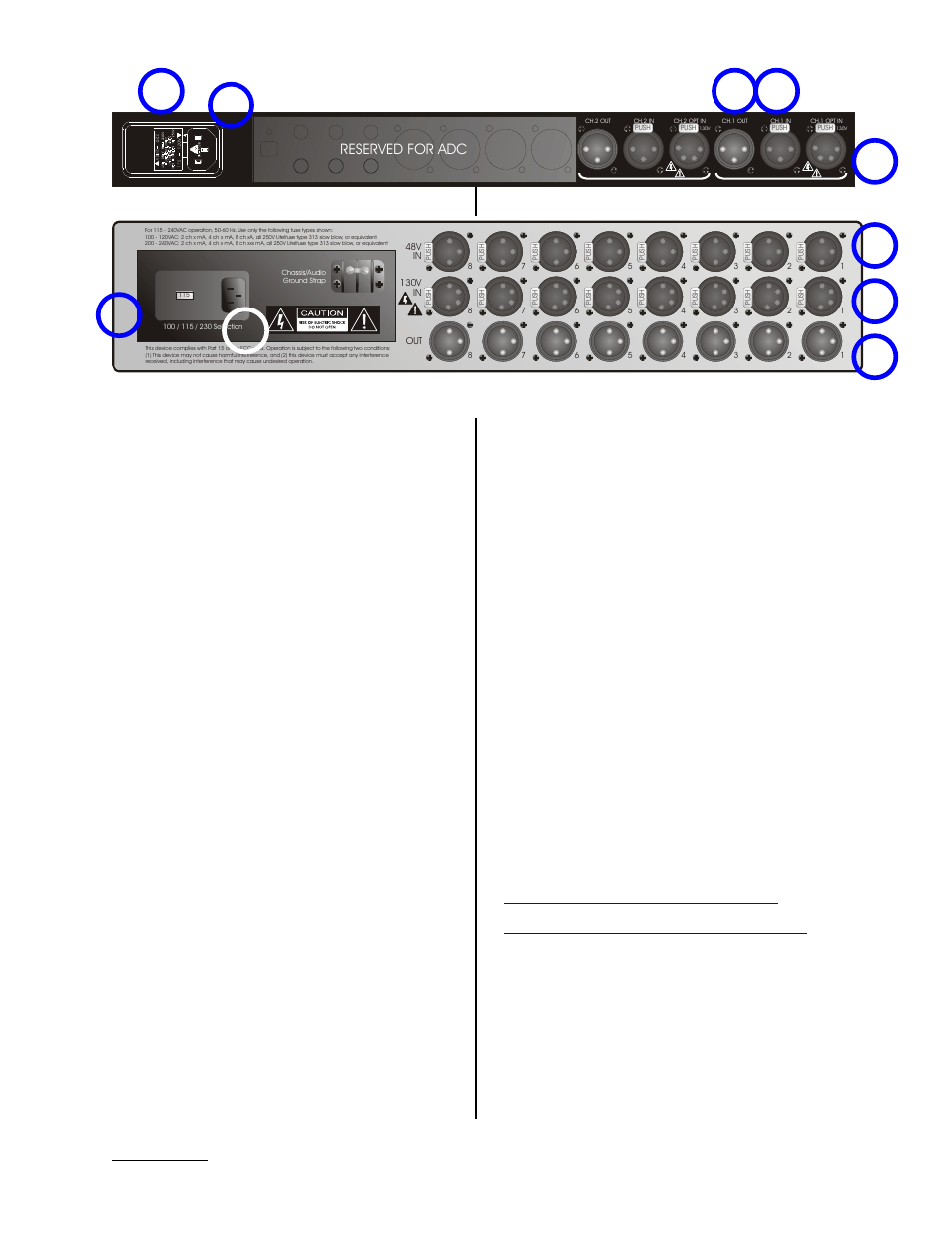 Rear panel, Reserved for adc | Millennia HV-3D Quick Reference Guide User Manual | Page 2 / 2