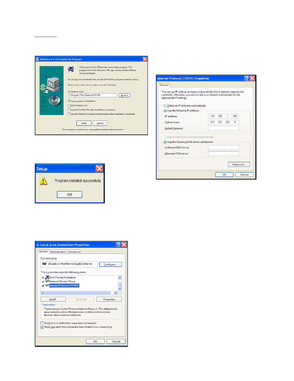 Installing the ælogic software, Setting the host computer’s ip address (xp) | Millennia HV-3R Eight Channel Remote-Control Microphone Preamp v 1.3.1 User Manual | Page 15 / 40