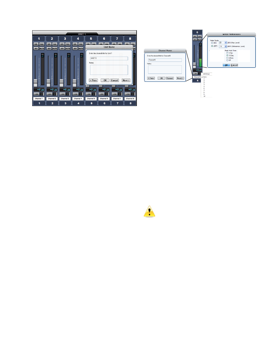 Control layout, Unit naming and unit name dialog box | Millennia HV-3R Eight Channel Remote-Control Microphone Preamp v 1.3.1 User Manual | Page 18 / 40