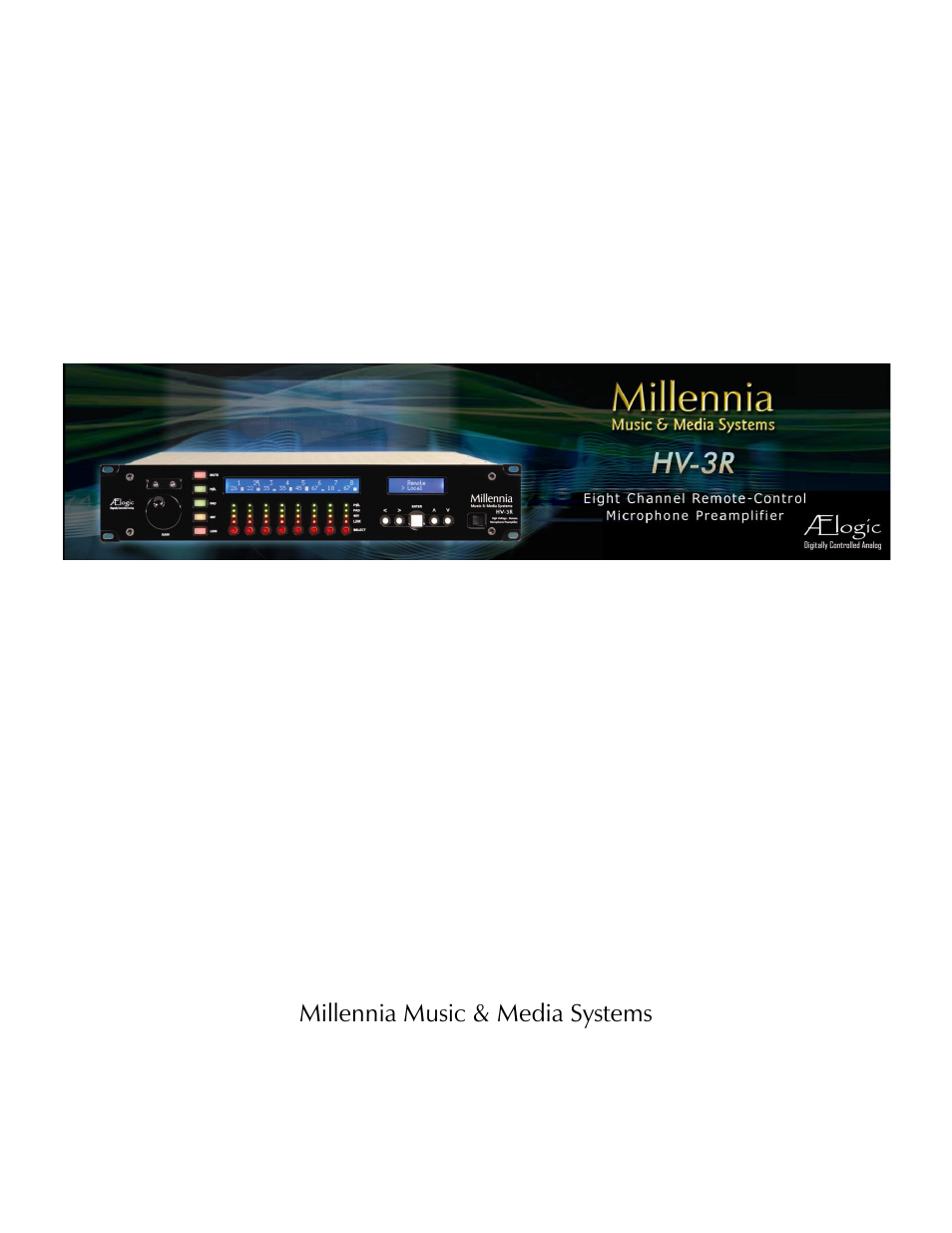 Millennia HV-3R Eight Channel Remote-Control Microphone Preamp v 1.4.2 User Manual | 40 pages