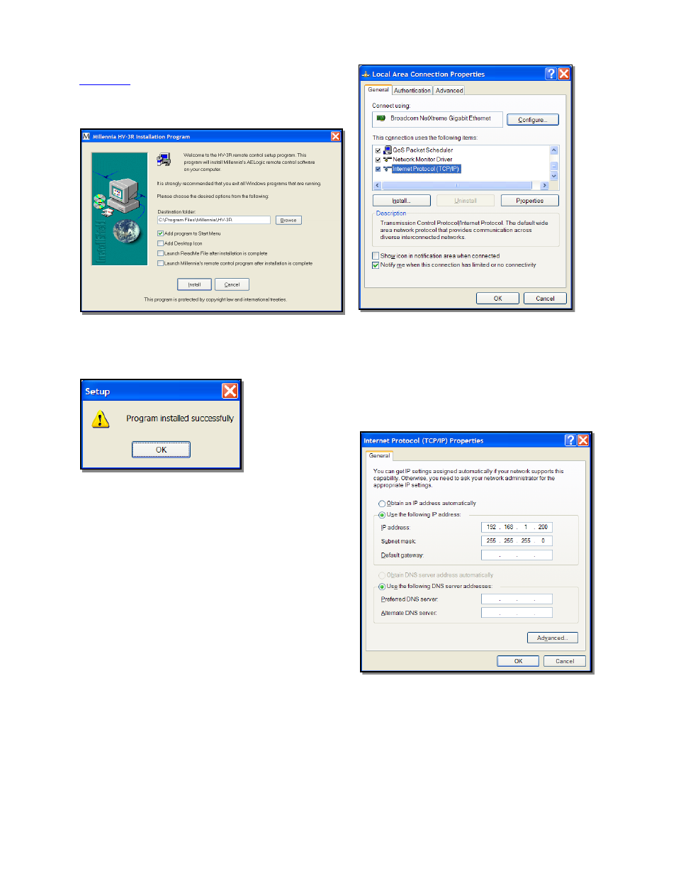 Installing the ælogic software, Setting the host computer’s ip address (xp) | Millennia HV-3R Eight Channel Remote-Control Microphone Preamp v 1.4.2 User Manual | Page 15 / 40