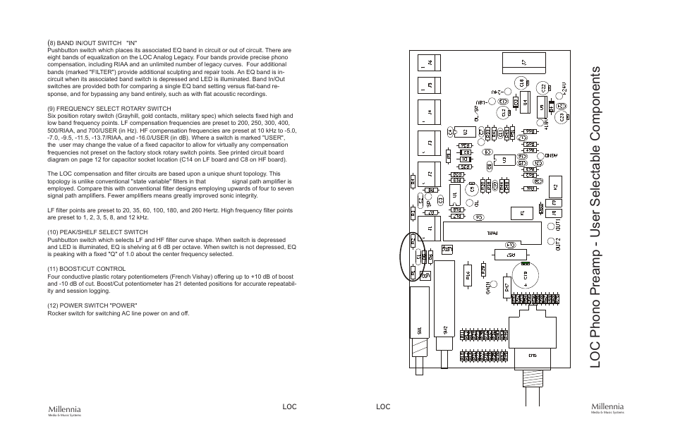 Loc phono preamp - user selectable components, Millennia | Millennia LOC Analog Legacy Phonographic / Archiving Preamplifier User Manual | Page 6 / 11