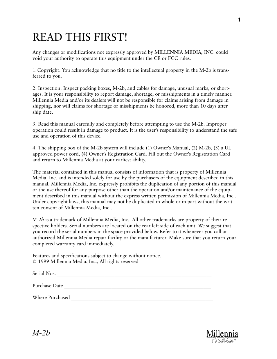 Millennia M-2B Transformerless Vacuum Tube Stereo Microphone Preamplifier User Manual | 11 pages