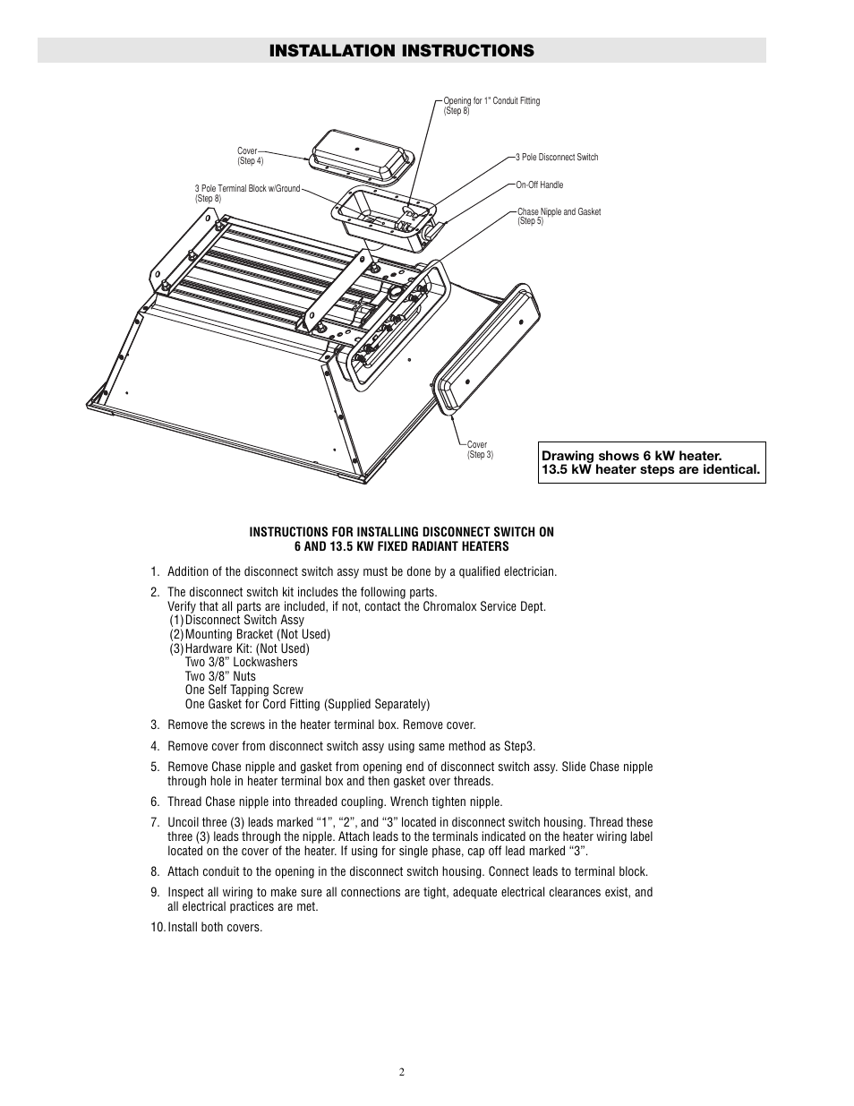 Installation instructions | Chromalox DS-50600 User Manual | Page 2 / 8