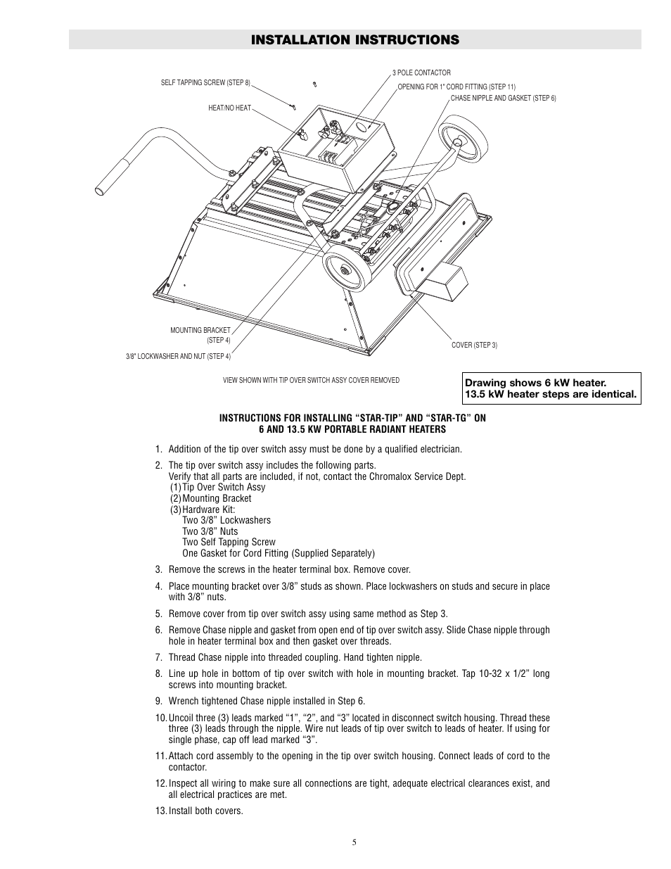 Installation instructions | Chromalox DS-50600 User Manual | Page 5 / 8