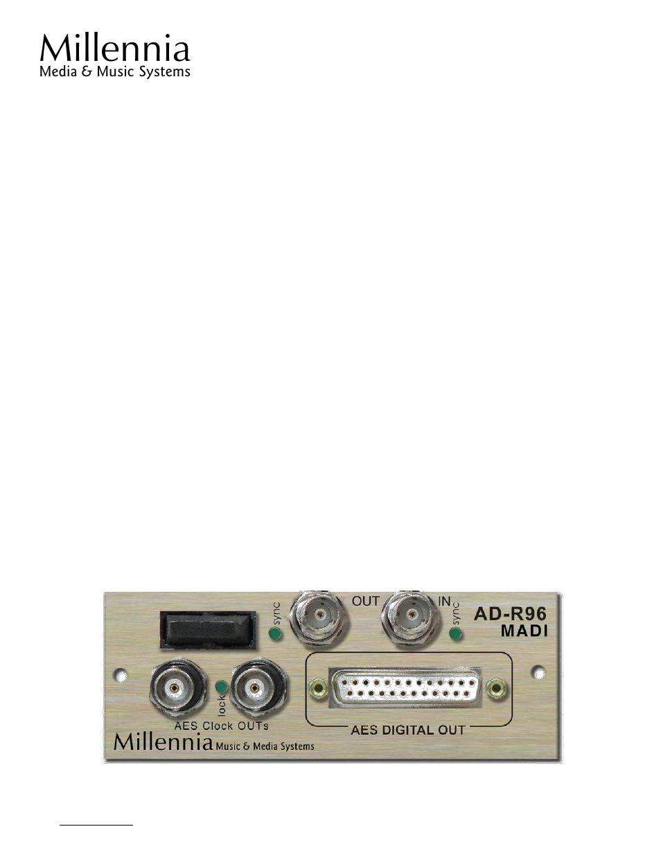 Millennia AD-R96 MADI User Manual | 2 pages