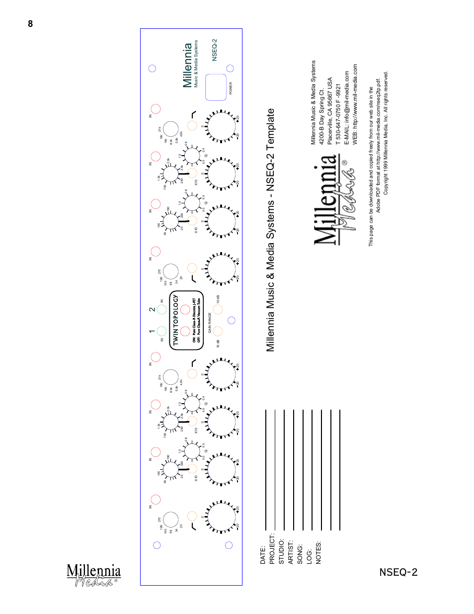 Nseq-2, Millennia, Millennia music & media systems - nseq-2 template | Millennia NSEQ-2 Twin Topology Stereo Parametric Equalizer User Manual | Page 8 / 12