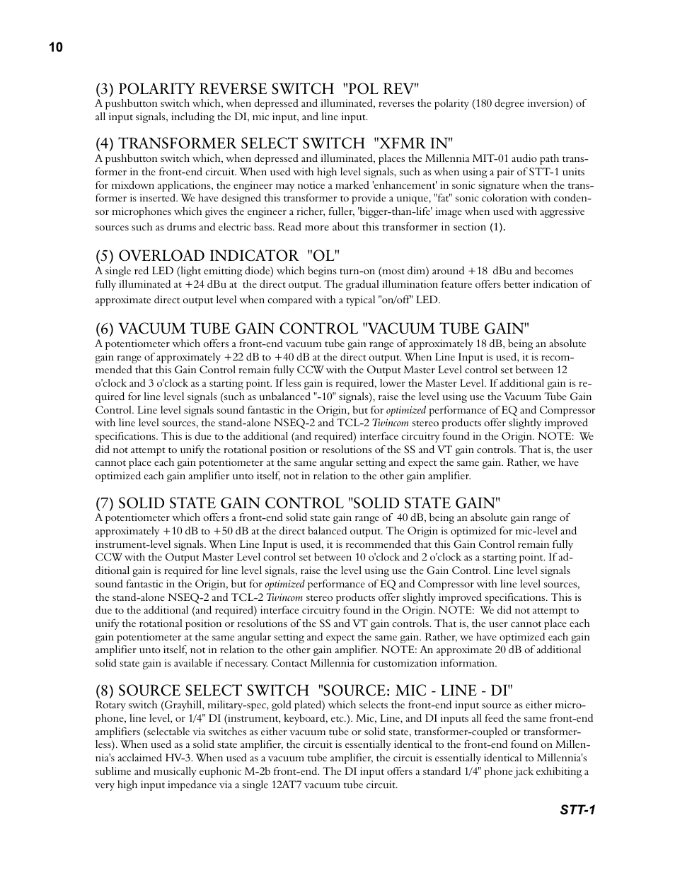 Millennia STT-1 Twin Topology Recording Channel User Manual | Page 10 / 20