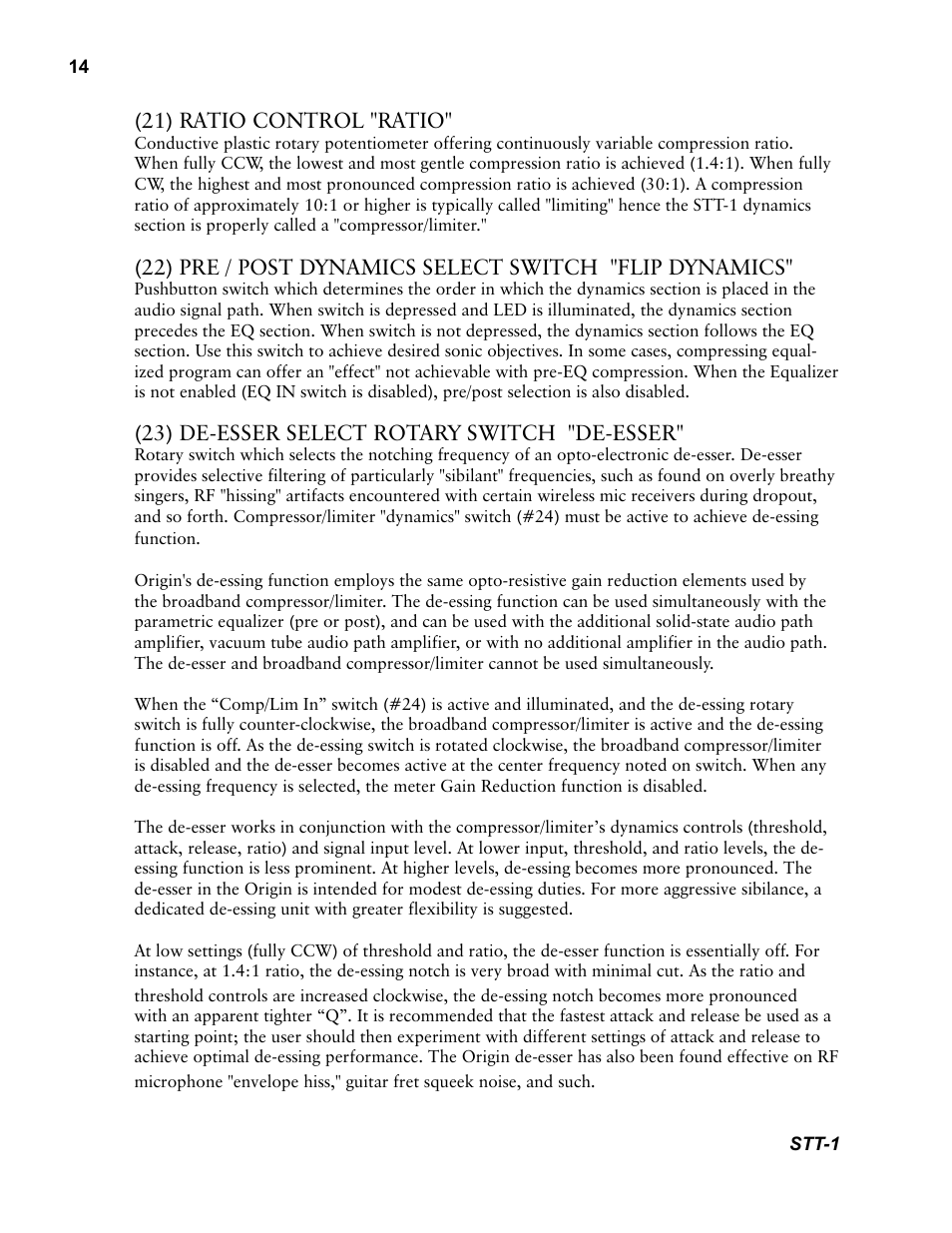 Millennia STT-1 Twin Topology Recording Channel User Manual | Page 14 / 20