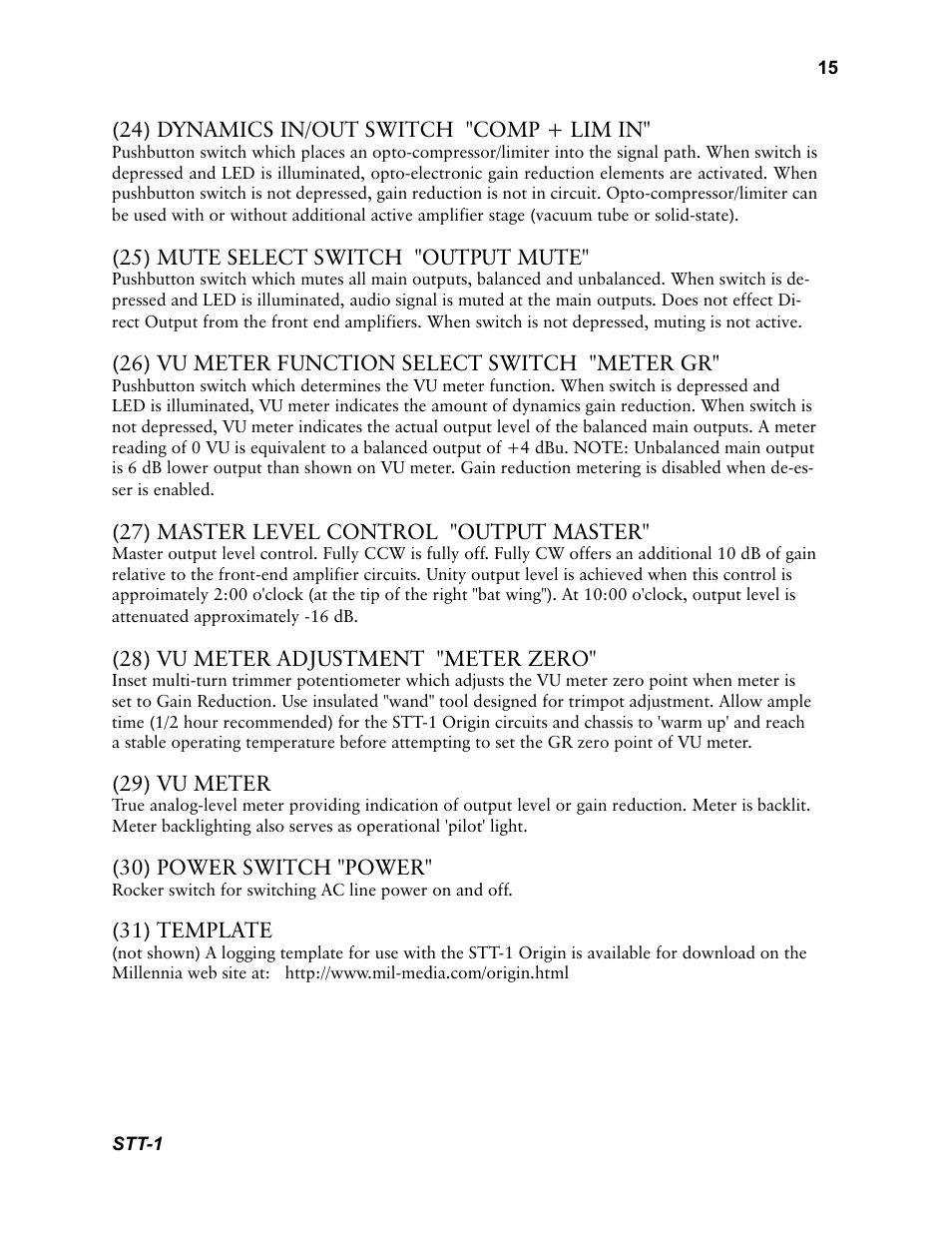 Millennia STT-1 Twin Topology Recording Channel User Manual | Page 15 / 20