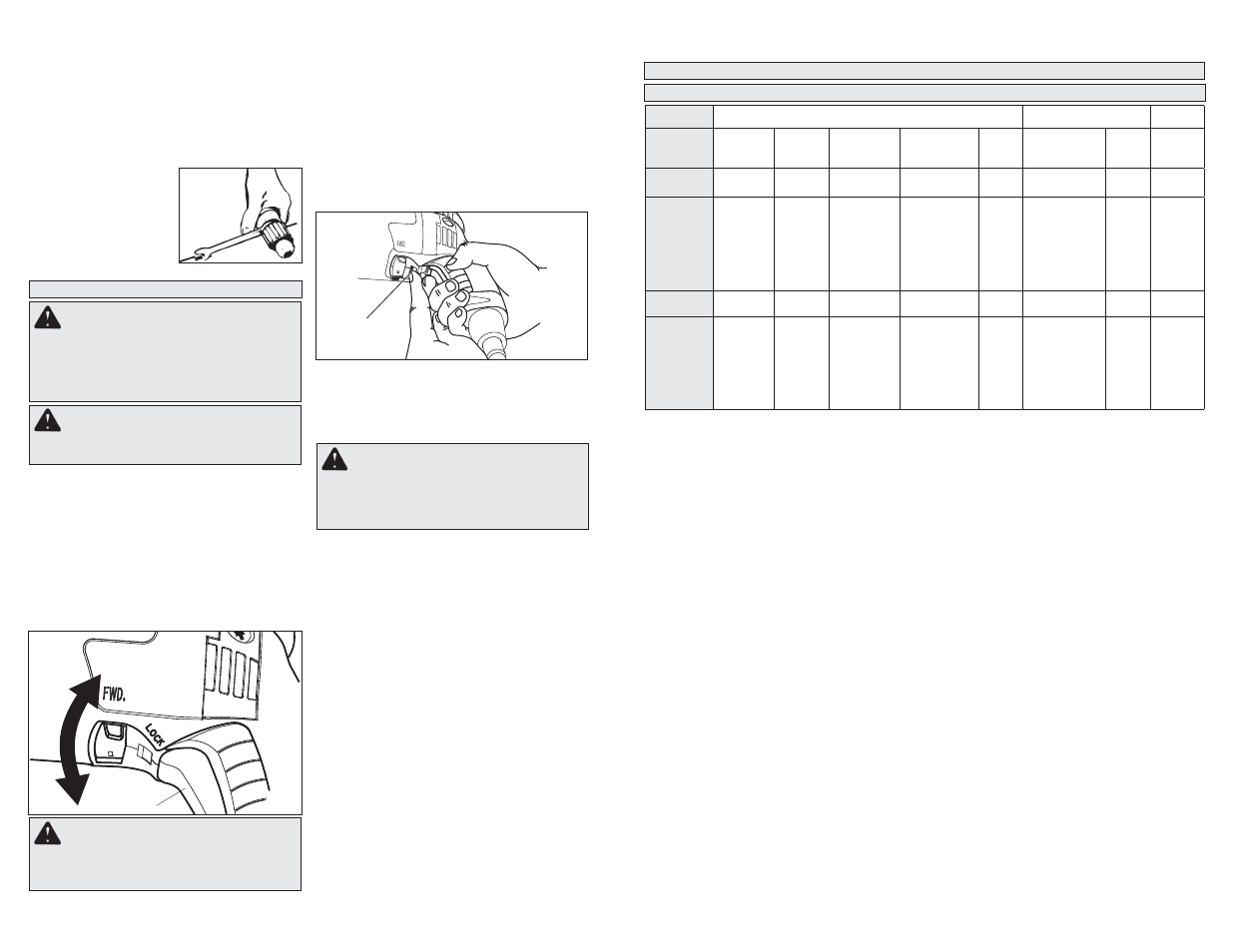 Lock, Operacion, Advertencia | Applicaciones, Capacidades | Milwaukee Tool 0302-20 V.2 User Manual | Page 14 / 17