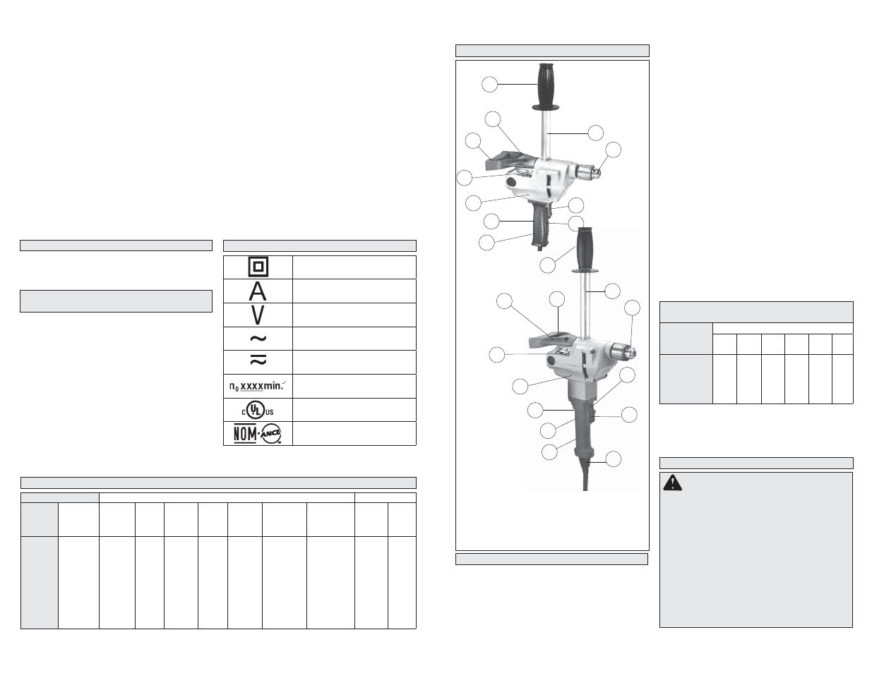 Specifications, Pictographie, Description fonctionnelle | Avertissement, Mise a la terre règles de sécurité spécifiques, Entretien | Milwaukee Tool 1660-6 User Manual | Page 6 / 13