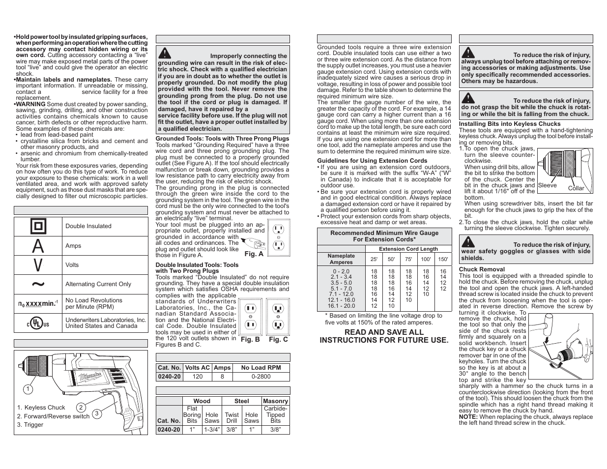 Milwaukee Tool 0240-20 User Manual | Page 3 / 13