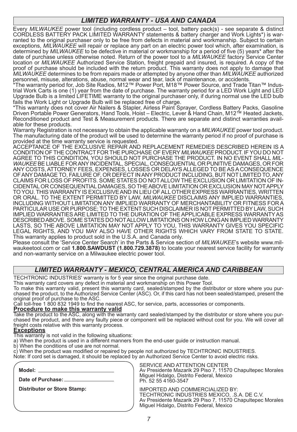 Milwaukee Tool 2415-20 User Manual | Page 7 / 20