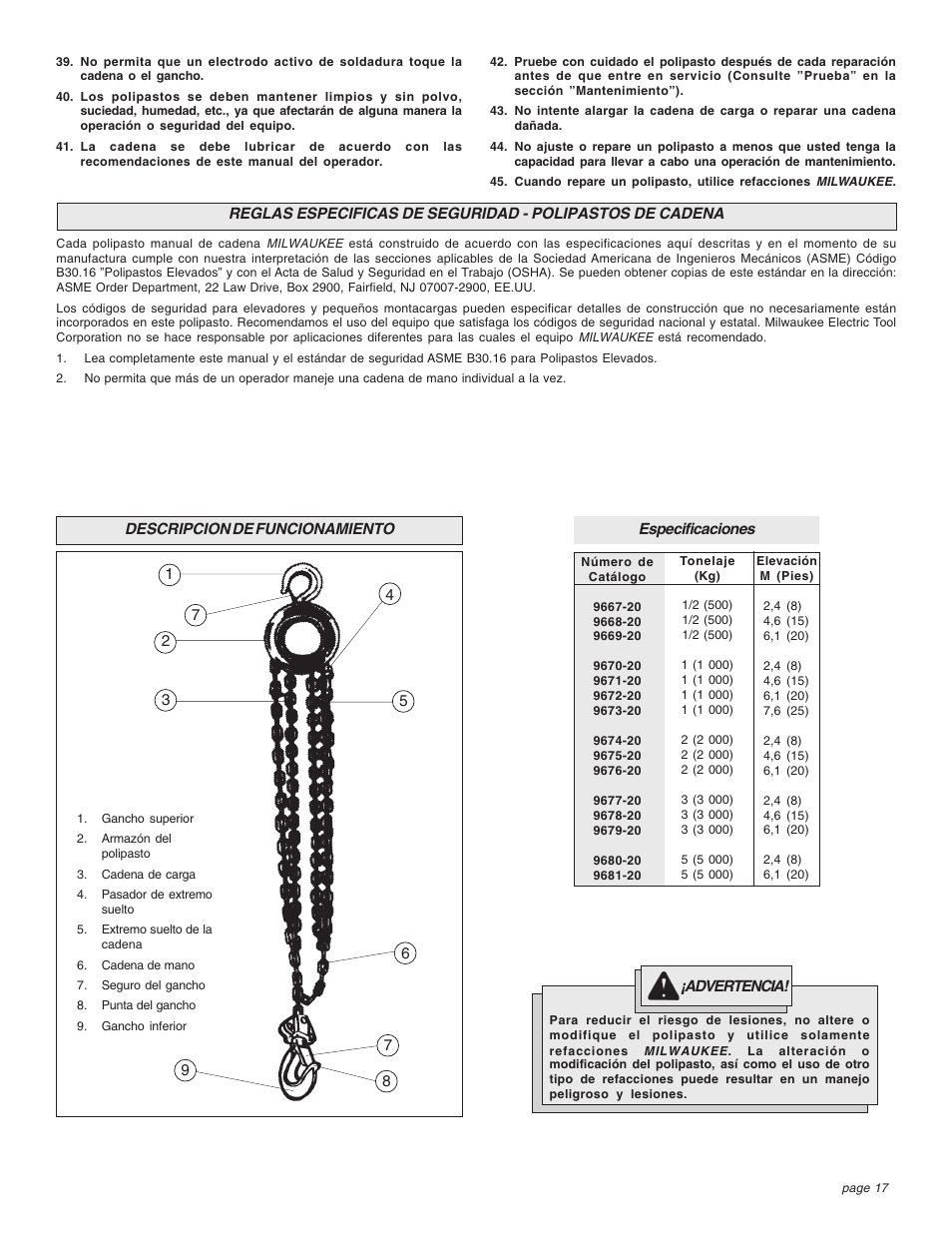 Milwaukee Tool 9672-20 User Manual | Page 17 / 24