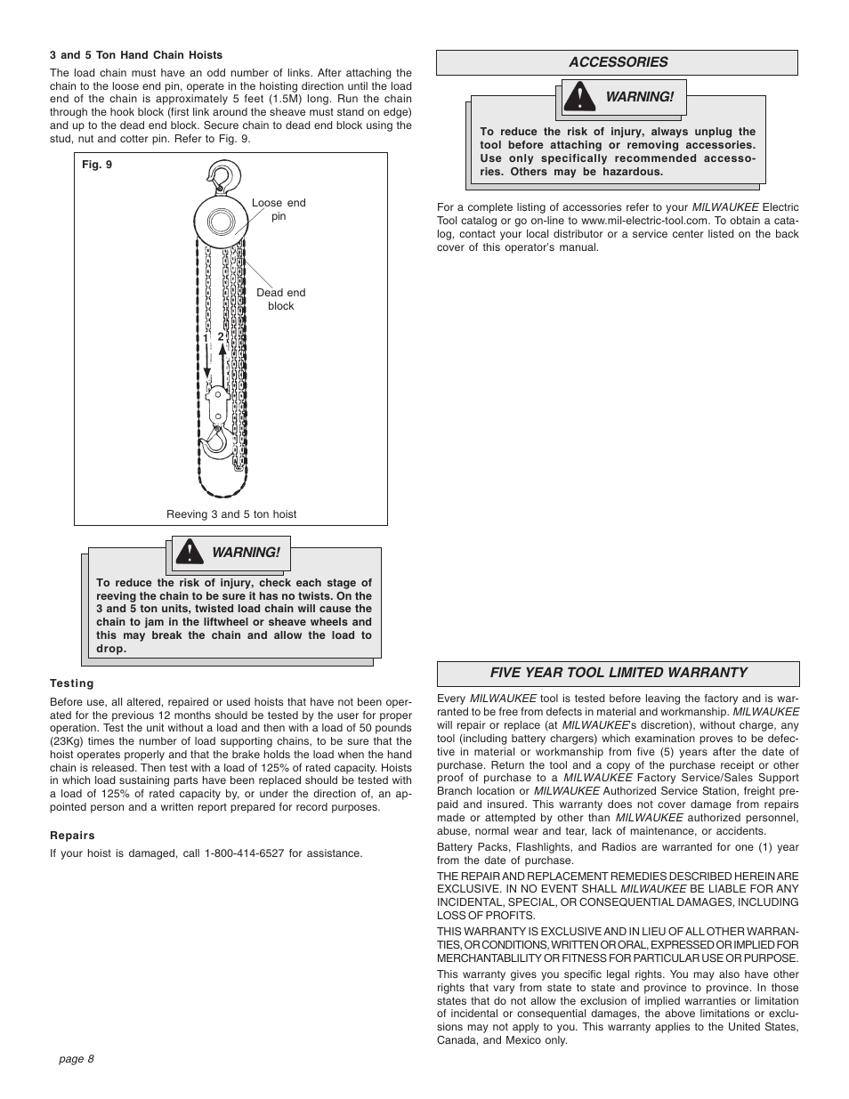 Milwaukee Tool 9672-20 User Manual | Page 8 / 24