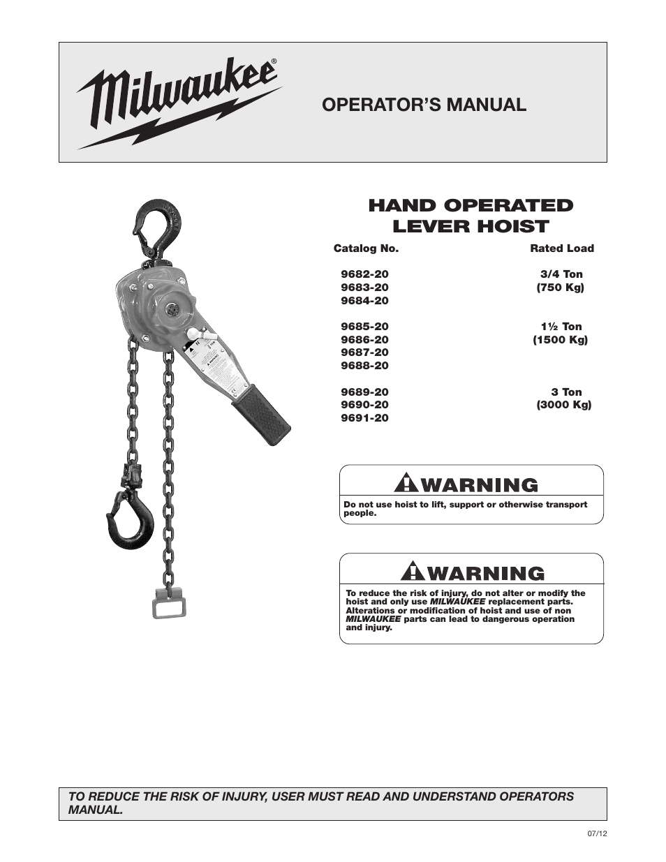 Milwaukee Tool 9687-20 User Manual | 31 pages