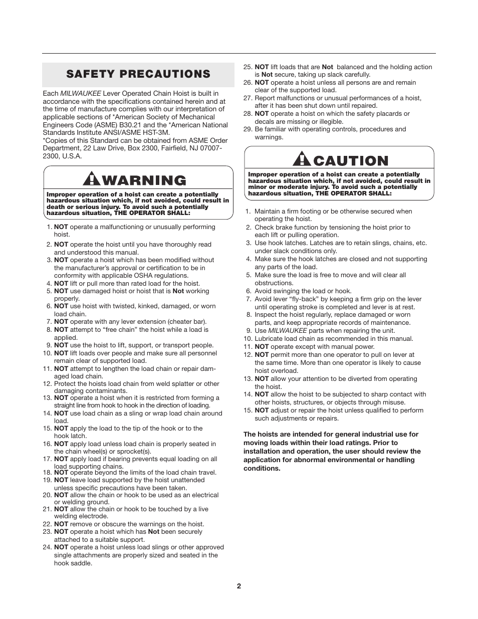 Safety precautions | Milwaukee Tool 9687-20 User Manual | Page 2 / 31