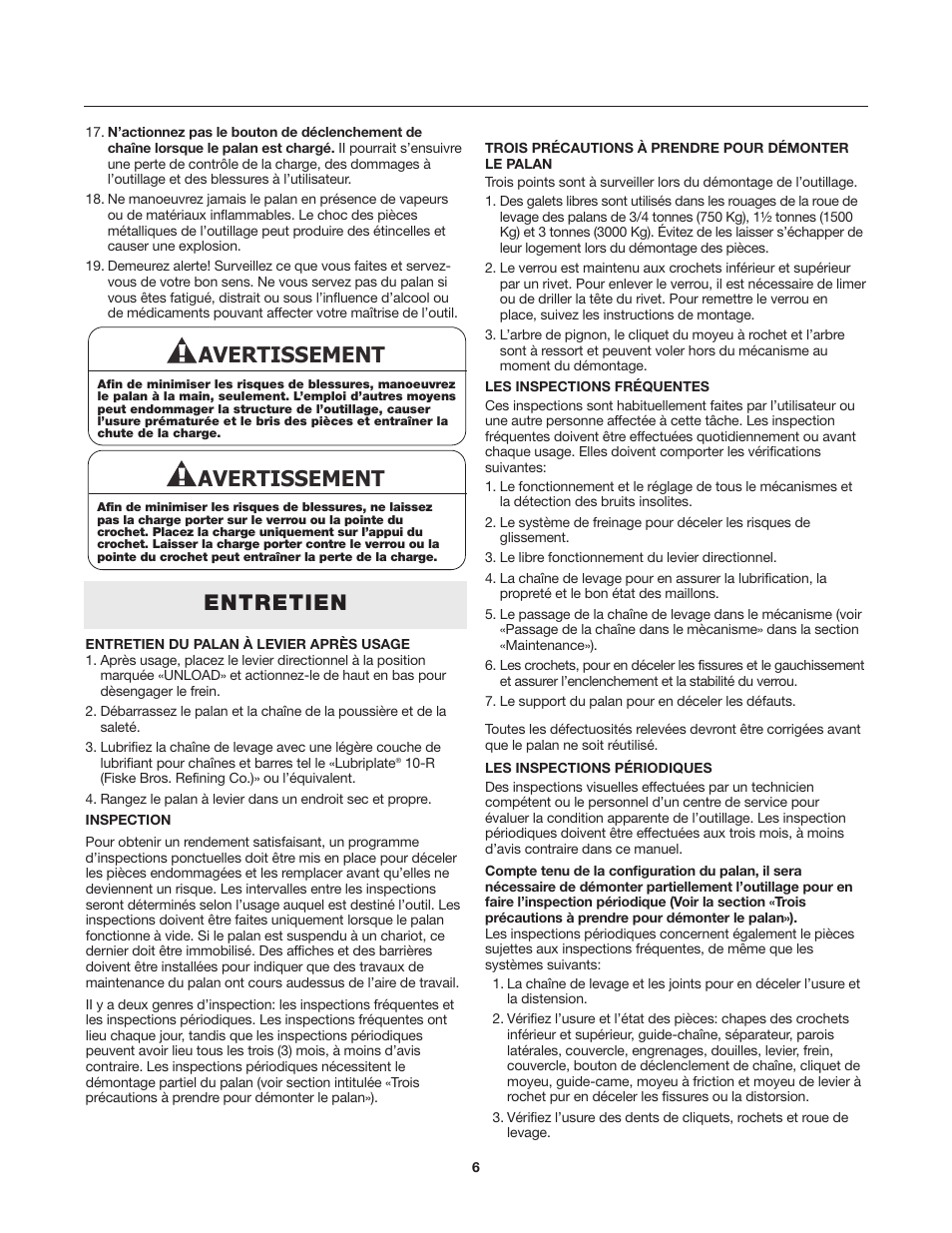 Avertissement, Avertissement entretien | Milwaukee Tool 9687-20 User Manual | Page 26 / 31