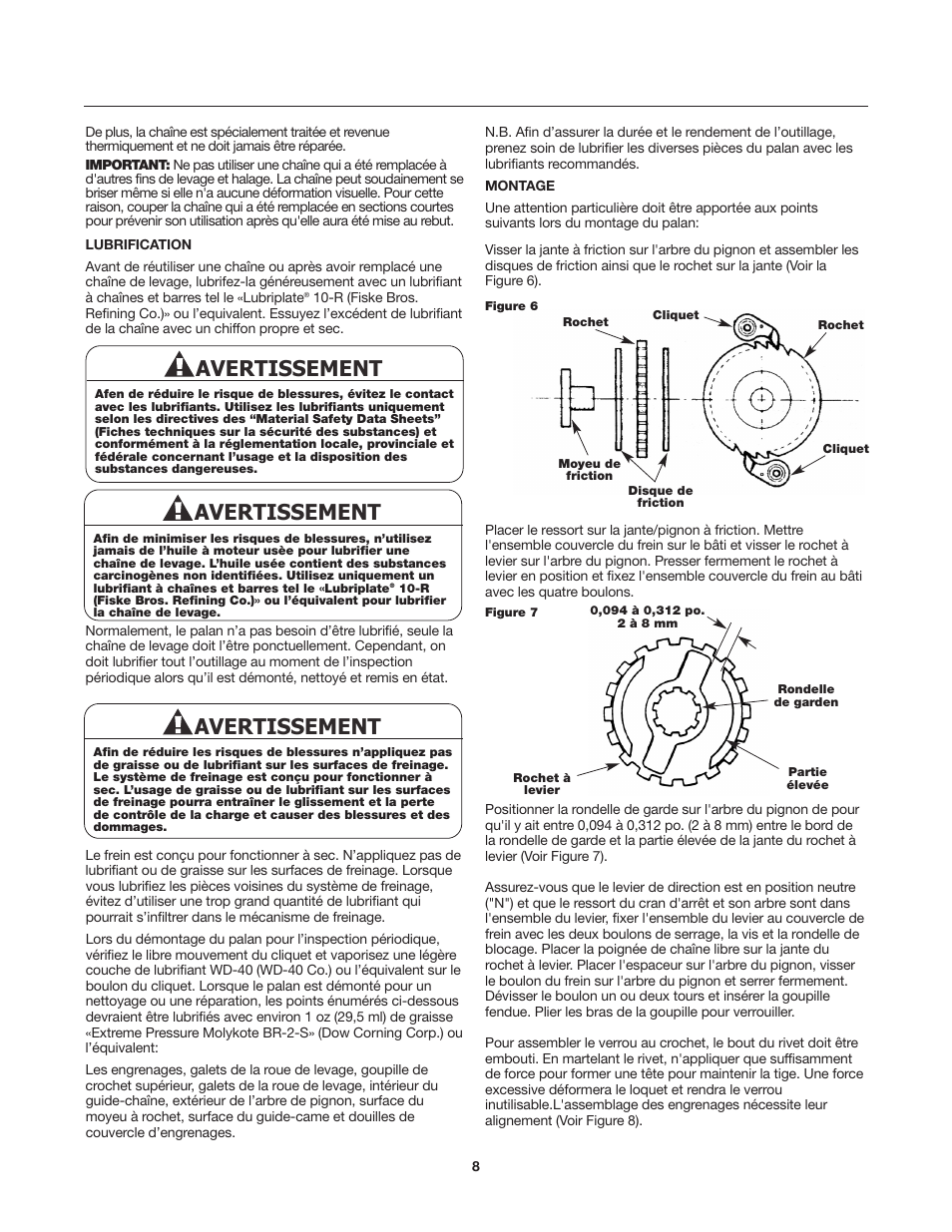 Avertissement | Milwaukee Tool 9687-20 User Manual | Page 28 / 31