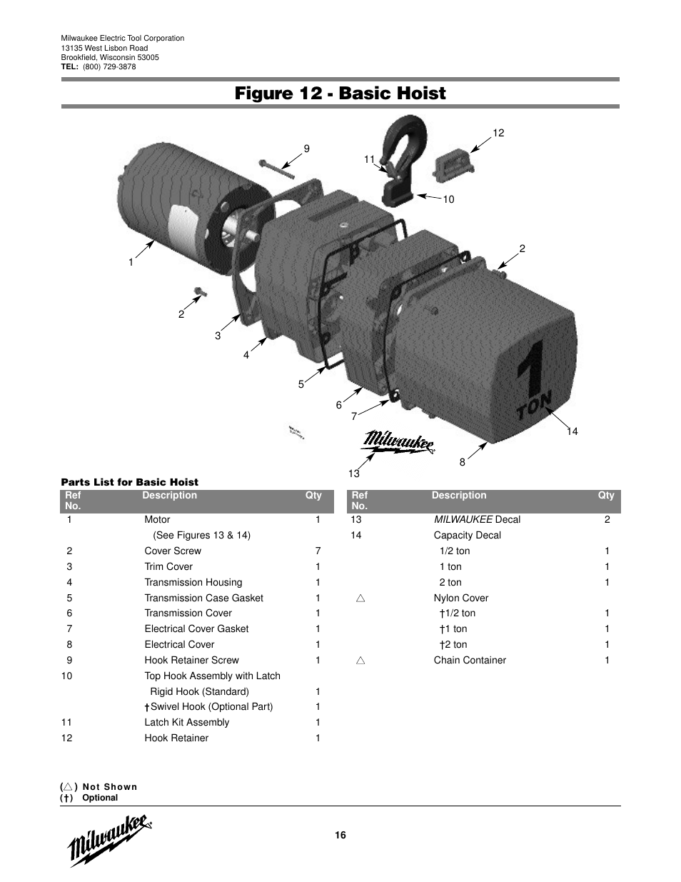 Figure 12 - basic hoist | Milwaukee Tool 9566 V.2 User Manual | Page 16 / 32