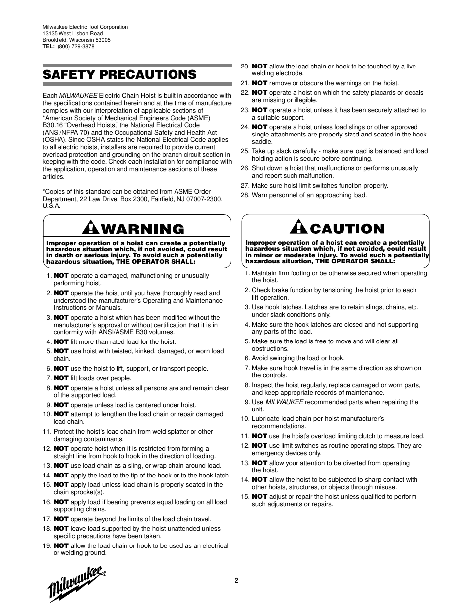 Safety precautions | Milwaukee Tool 9566 V.2 User Manual | Page 2 / 32