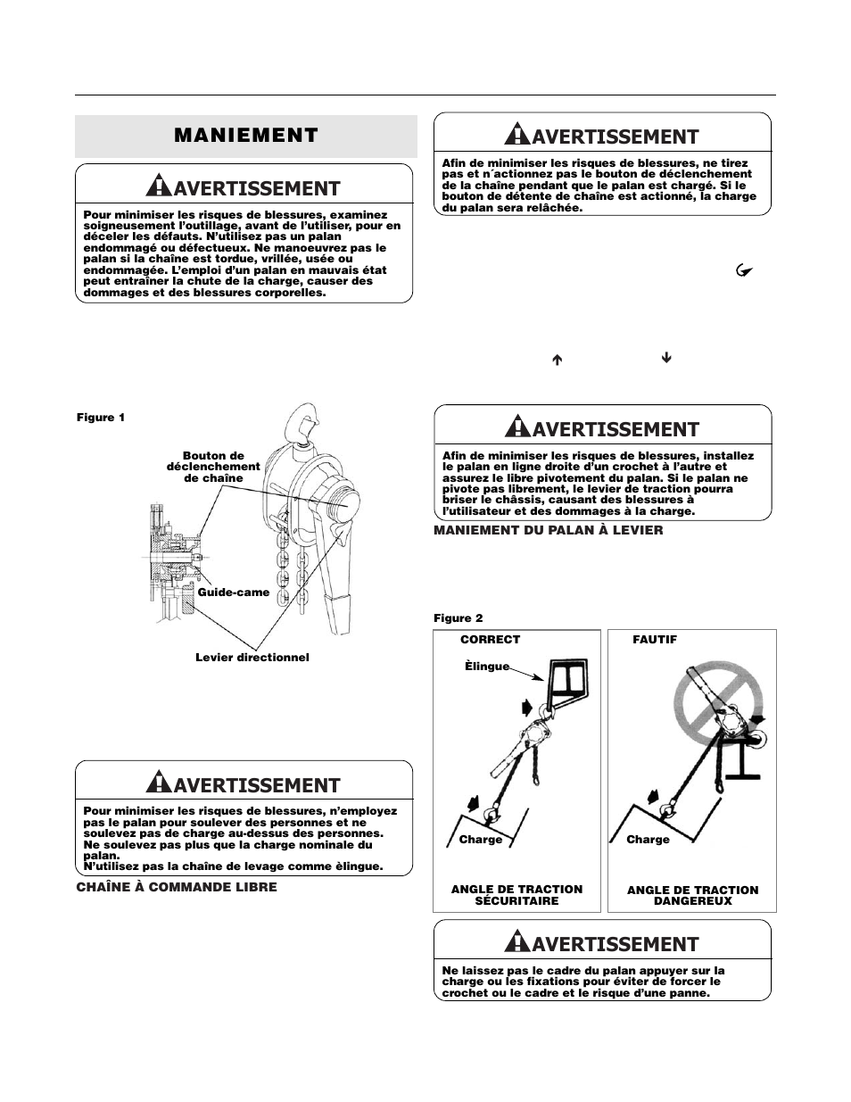 Avertissement, Maniement | Milwaukee Tool 9682-20 V.1 User Manual | Page 22 / 28