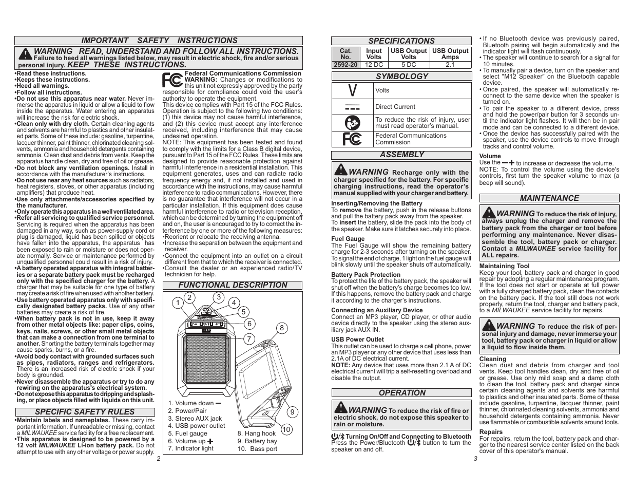 Milwaukee Tool 2592-20 User Manual | Page 2 / 7