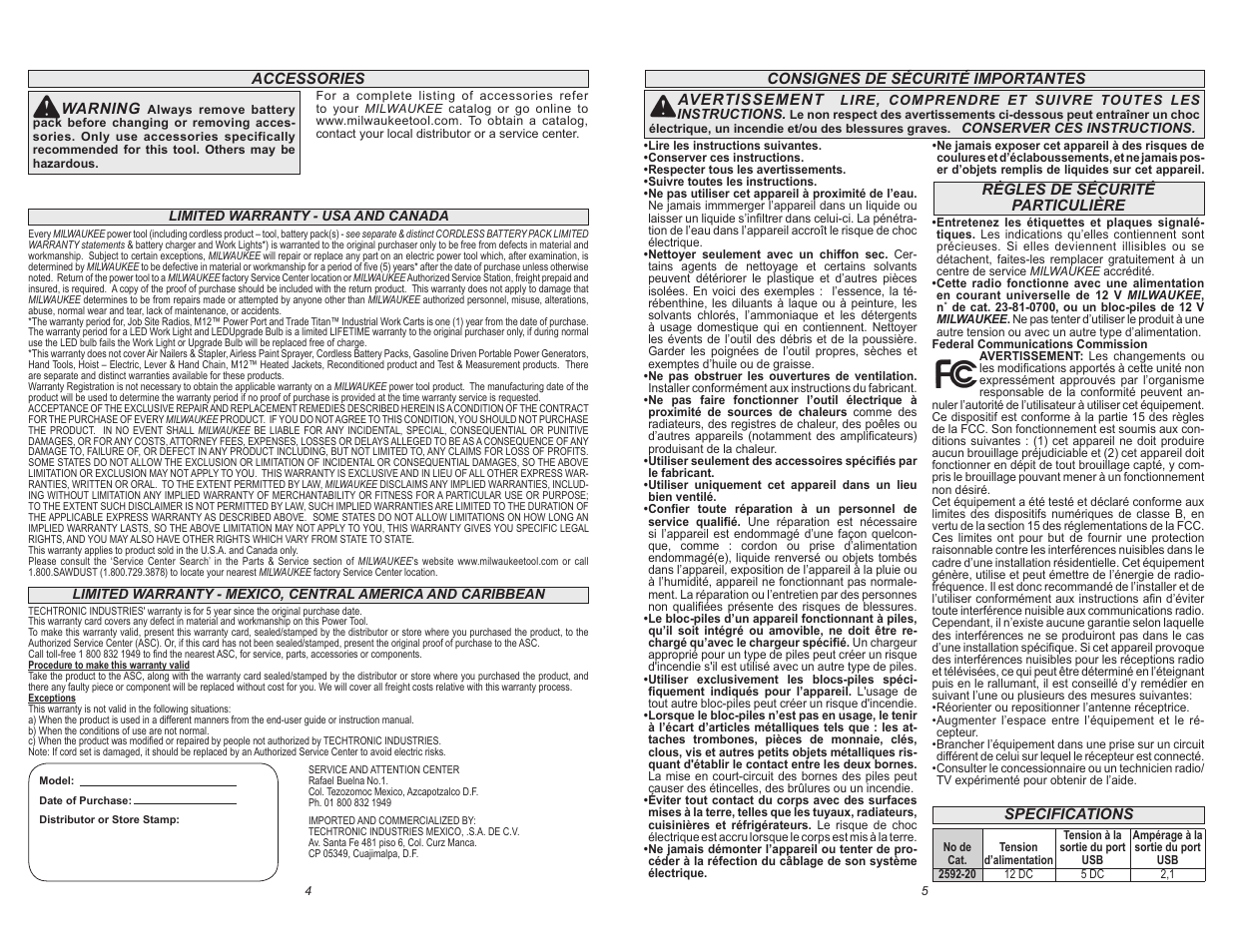 Milwaukee Tool 2592-20 User Manual | Page 3 / 7