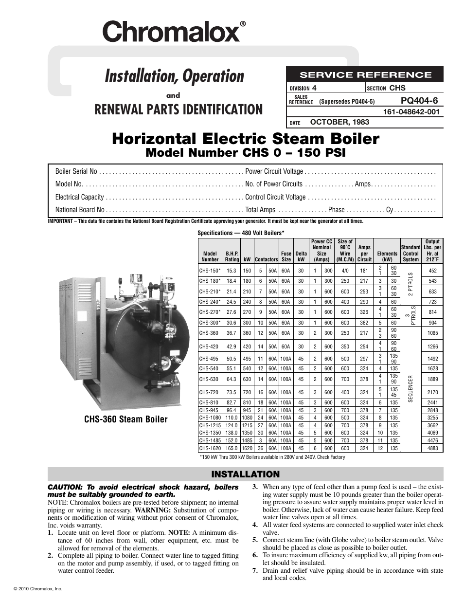 Chromalox PQ404-6 User Manual | 12 pages