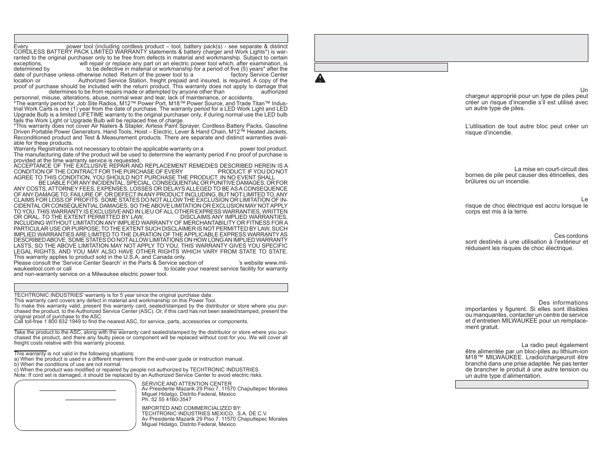 Instructions importantes concernant la sécurité | Milwaukee Tool 2792-20 User Manual | Page 5 / 13