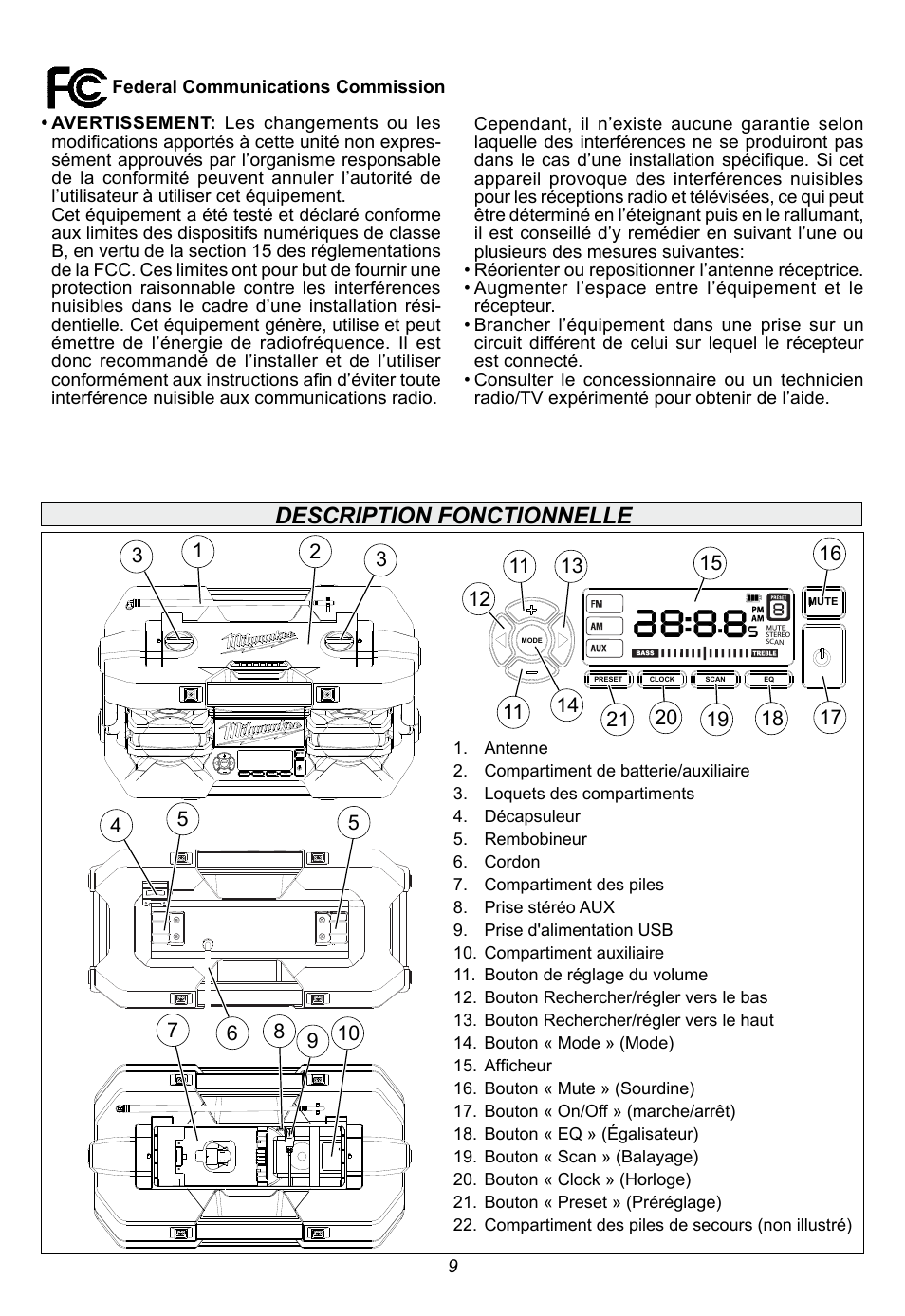 Description fonctionnelle | Milwaukee Tool 2790-20 User Manual | Page 9 / 22