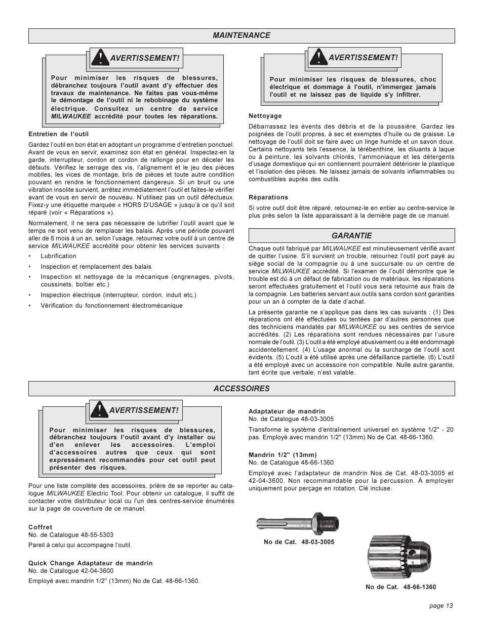 Milwaukee Tool 5303-20 User Manual | Page 13 / 20