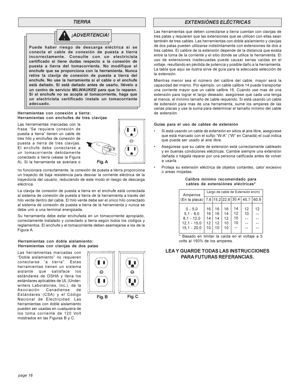 Milwaukee Tool 5303-20 User Manual | Page 16 / 20