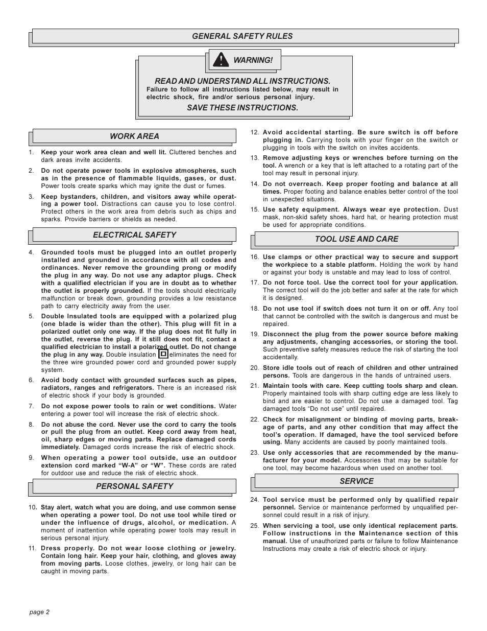 Milwaukee Tool 5303-20 User Manual | Page 2 / 20