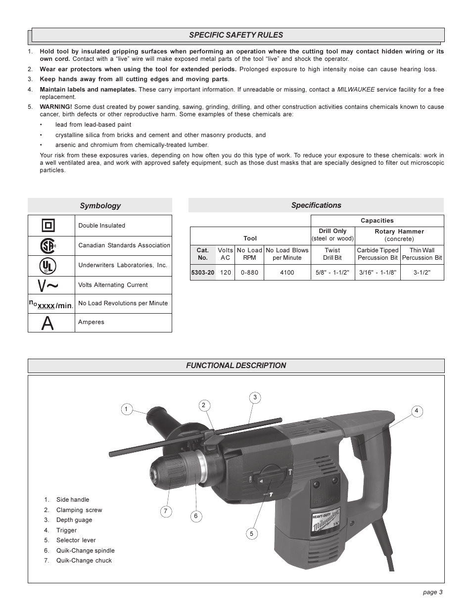 Milwaukee Tool 5303-20 User Manual | Page 3 / 20