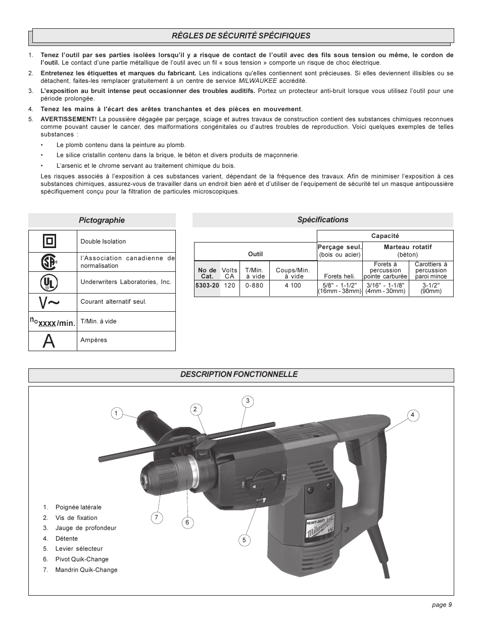 Milwaukee Tool 5303-20 User Manual | Page 9 / 20