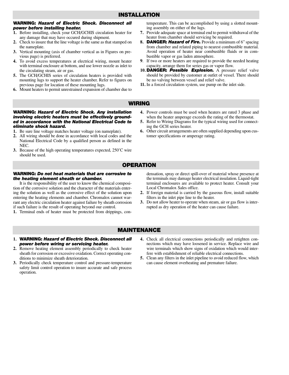 Installation wiring, Maintenance operation | Chromalox PE417-3 User Manual | Page 2 / 4