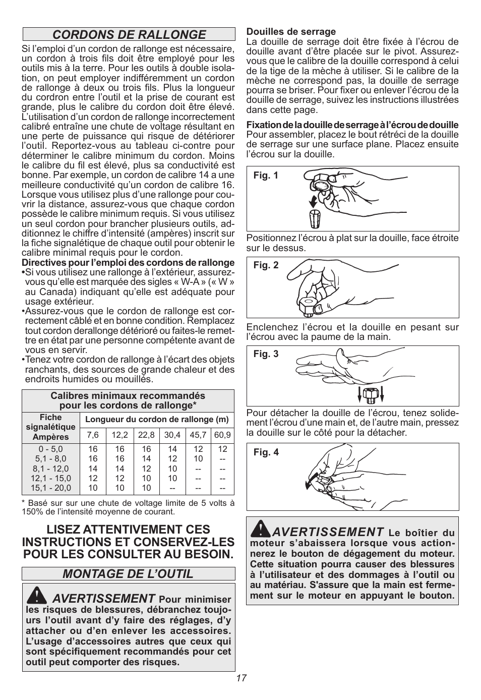 Montage de l’outil avertissement, Avertissement | Milwaukee Tool 5615-24 User Manual | Page 17 / 36