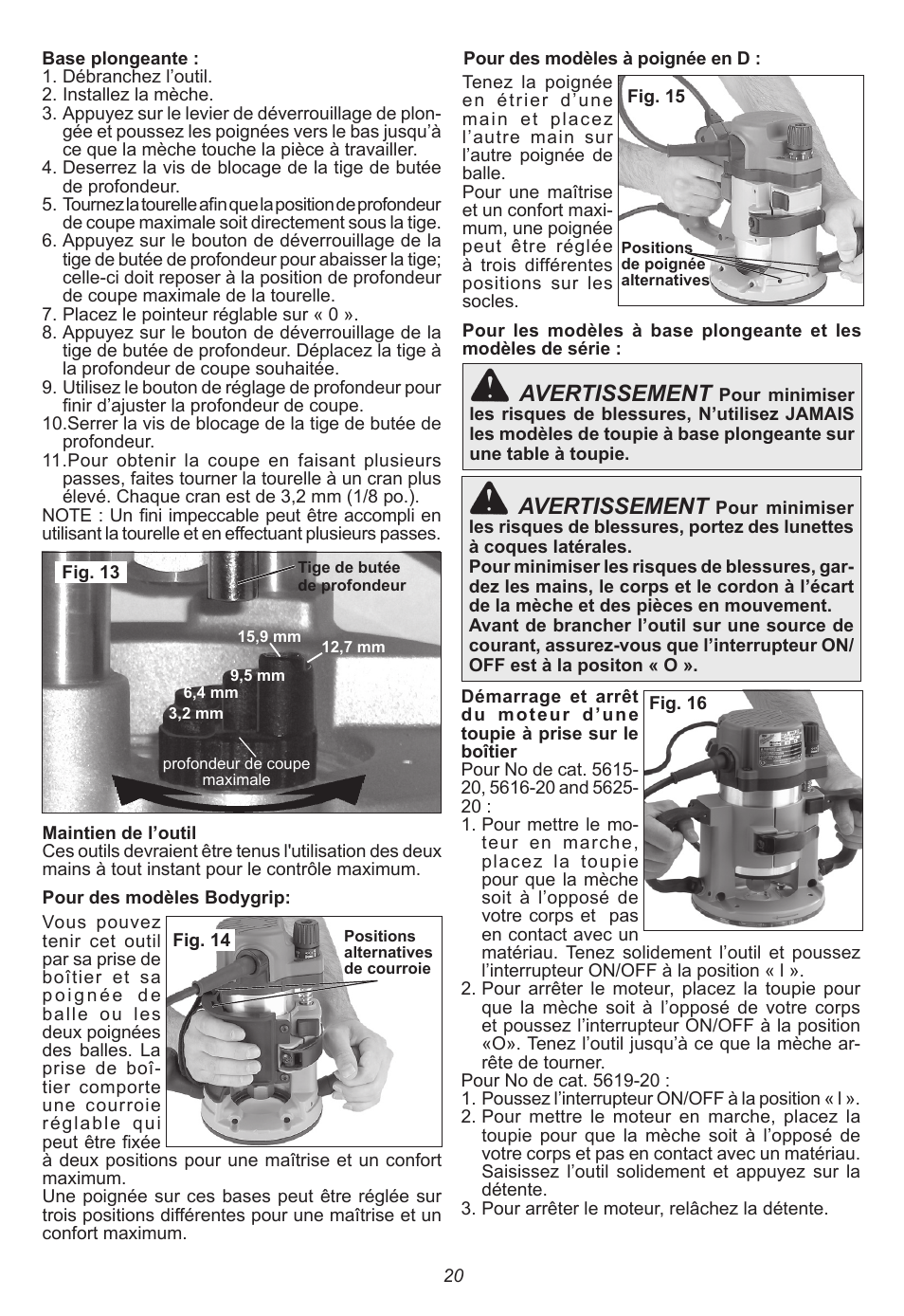 Avertissement | Milwaukee Tool 5615-24 User Manual | Page 20 / 36