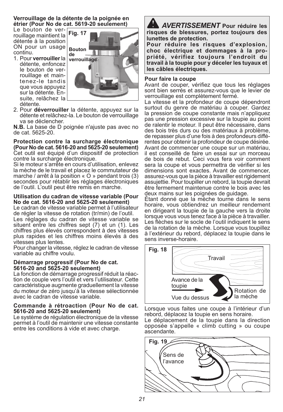 Avertissement | Milwaukee Tool 5615-24 User Manual | Page 21 / 36