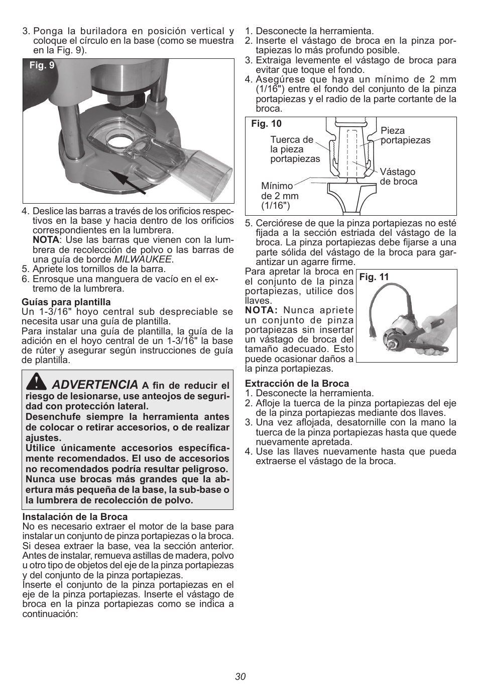 Advertencia | Milwaukee Tool 5615-24 User Manual | Page 30 / 36